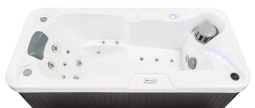 Hudson Bay HBSL 1-Person Hot Tub with 19 Therapy Jets and Digital Controls – White Acrylic Interior and Mocha Exterior Cabinet - Ideal for Indoor/Outdoor - Small and Portable Spa