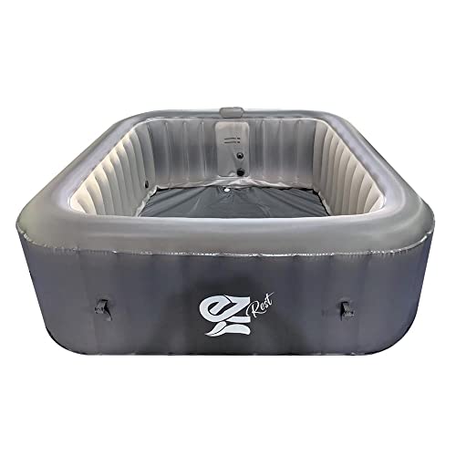 SereneLife Outdoor Portable Hot Tub - 73'' x 73'' x 25'' 6-Person Square Inflatable Heated Pool Spa with 130 Bubble Jets, Filter Pump, Cover, LED Lights, and Remote Control