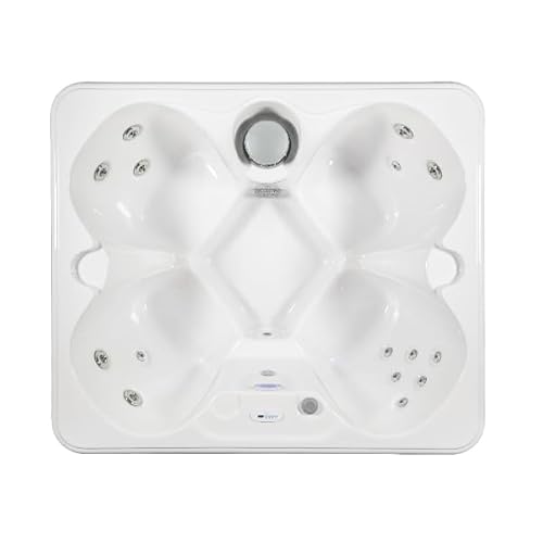 Hudson Bay HB15 4-Person Hot Tub with 15 Therapy Jets and Digital Controls – White Acrylic Interior and Mocha Exterior Cabinet - Ideal for Backyard Relaxation and Hydrotherapy