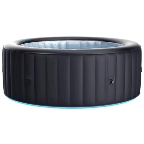 M Spa Round Inflatable Bubble Massage Spa, 4 to 6 Person Outdoor Hot Tub with LED Lights, Aurora