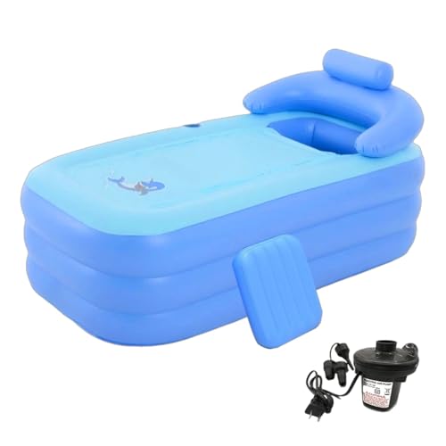 Folding Inflatable Bathtub, 63” Inflatable Bathtub Adults, Portable Hot Tub Ice Bath Tub, WQV SPA Freestanding Soaking Bathtub with Electric Air Pump for Shower Indoor Outdoor
