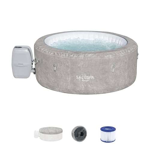 Bestway Zurich SaluSpa 2-4 Person Inflatable Round Outdoor Hot Tub with 120 Soothing AirJets, Filter Cartridge, and Energy-Efficient Insulated Cover