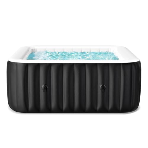 LILYPELLE 4-6 Person Inflatable Hot Tub, Portable Large Square Hot Tub with 130 Bubble Jets, Outdoor Spa Set Included Heater Pump, Filter and Spa Cover, 73" X 73" X 25"