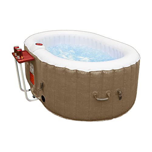 ALEKO Inflatable Hot Tub Spa | Personal High Powered Jetted Bubble | 145 Gallon | Brown and White | HTIO2BRWH