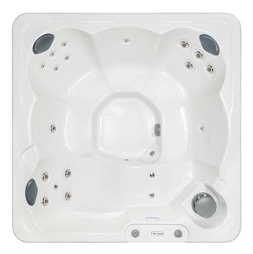 Hudson Bay HB19 6-Person Hot Tub with 19 Therapy Jets and Digital Controls – White Acrylic Interior and Mocha Exterior Cabinet - Ideal for Backyard Relaxation and Hydrotherapy