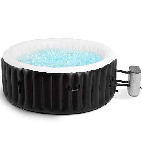 BODIOO 4 Person 71'' Inflatable Hot Tub Spa Capacity 800L, Outdoor Portable Hottub with 138 Jets with Control Panel, Insulated Tub Cover, Temperature up to 104°F,Black