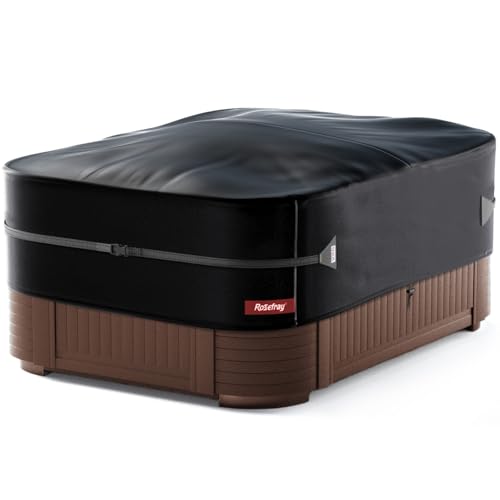 Rosefray 80"x 80" Waterproof Square Hot Tub Cover - 420D Heavy Duty Outdoor SPA Covers Windproof Black