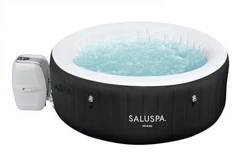 Bestway SaluSpa Miami EnergySense AirJet Inflatable Hot Tub Spa (71" x 26") | Portable Hot Tub with 2 Covers (1 Energy-Efficient Thermal Cover and 1 Standard Cover) | Fits Up to 2-4 Persons | Black