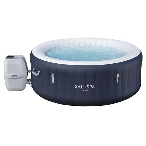 Bestway Miami EnergySense AirJet Inflatable Hot Tub Spa | Up to 4 Persons | Dark Blue Round 71" x 26"