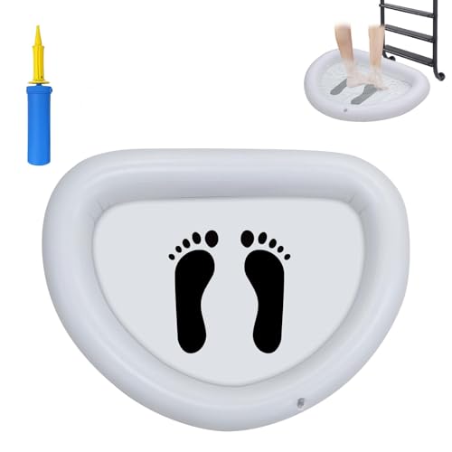 Nattork Inflatable Foot Bath Basin for Pool Entry, Foldable Foot Wash Tub for Above Ground Swimming Pools, Hot Tubs, and Outdoor Spas, Lightweight Foot Cleaning Basin for Pool Ladder Hygiene Footprint