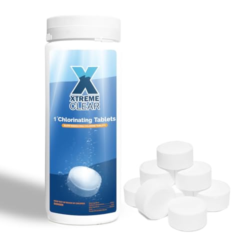 XtremeClear 1" Chlorine Tabs Swimming Pool Hot Tub & Spa Eliminate Bacteria & Algae Sanitizer Makes Water Clean & Crystal Clear Slow Dissolving 1.5lbs
