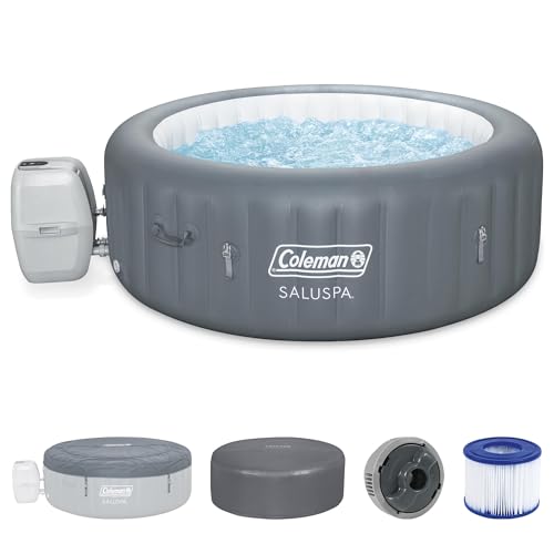 Bestway Coleman Palm Springs 4 to 6 Person EnergySense Smart AirJet Plus Inflatable Hot Tub Outdoor Spa with 140 AirJets and Insulated Cover