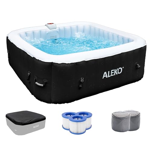 ALEKO Inflatable Hot Tub Spa | Personal High Powered Jetted Bubble | 265 Gallon | Black | HTISQ6GYBK