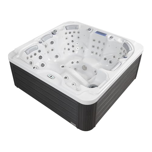 Bueno Spa Dallas 6 - Person 82 - Jet Acrylic Hot Tub with LED Lights, Ozonator, and Cover in Ice White