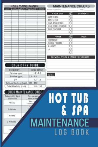 Hot Tub and Spa Maintenance Log Book