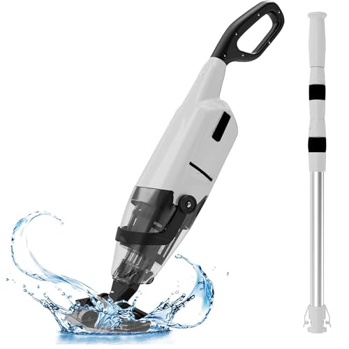 Cordless Pool Vacuum Cleaner for Above Ground Pool & In Ground Rechargeable Pool Vacuum Cleaner - 90 Mins Runtime, with 69" Telescopic Pole, Spa Vacuum for Hot Tub- Fast 3H Charge (Grey)