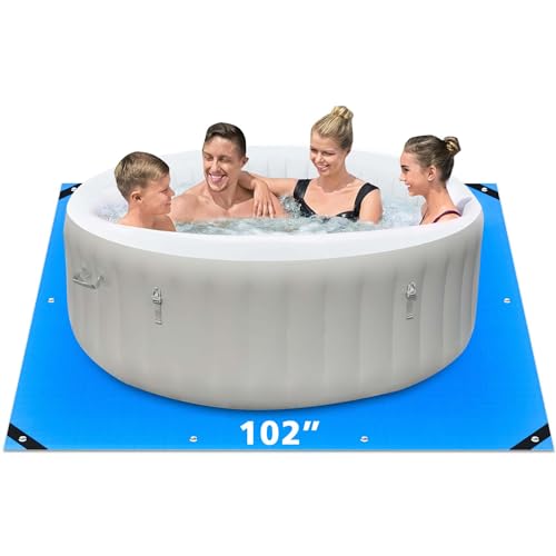 EPN 102 x 102 Inch Hot Tub Mat, Extra Large Hot Tub Pad, Waterproof Slip-Resistant Backing, Absorbent Spa Pool Ground Base Protector for Outdoor/Indoor Use, Prevents Pool from Wear and Tear