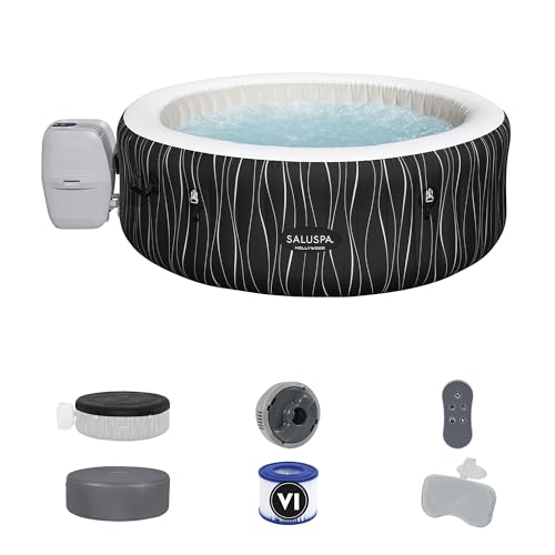 Bestway SaluSpa Hollywood EnergySense Luxe AirJet Round Inflatable 4 to 6 Adult Hot Tub with Heater, Filter, 2 Covers, and 140 AirJet System