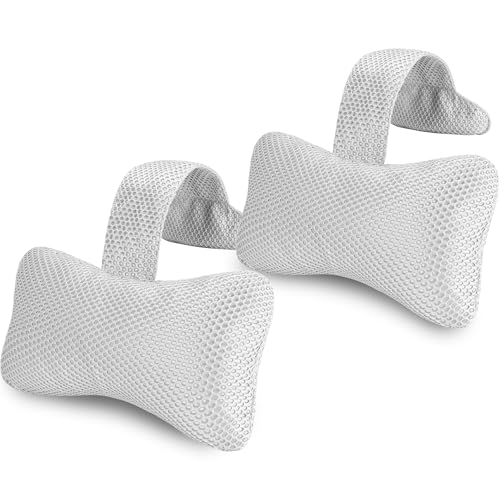 Keoltuo Hot Tub Pillow (2-Pack)，Bath Pillow for Headrest，Universal Spa Pillow Height Adjustable Chaise Lounge Pillow for Bathtub（Grey）