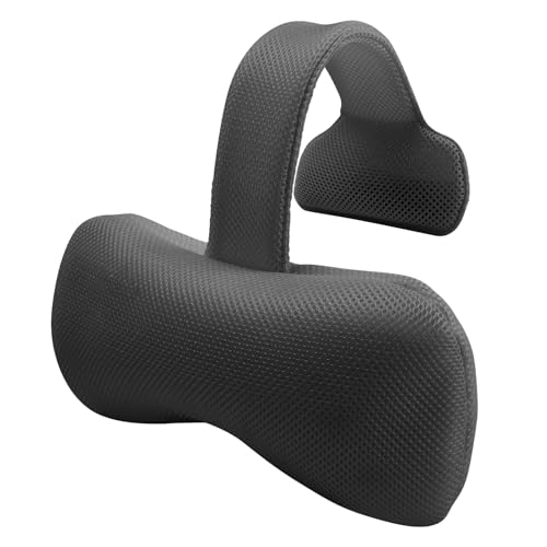 Spa Tub Headrest Pillow, Universal Spa Neck Pillow for Outdoor Hot Tub, Chaise Lounge, Comfortable Head and Neck Support Pillow Cushion with Adjustable Strap, Grey