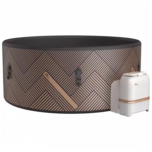MSpa 6-Person Inflatable Hot Tub, Round Bubble Massage Spa for Outdoor Use, Champagne Gold - Portable Blow-Up Machine with Accessories for Home and Personal Relaxation