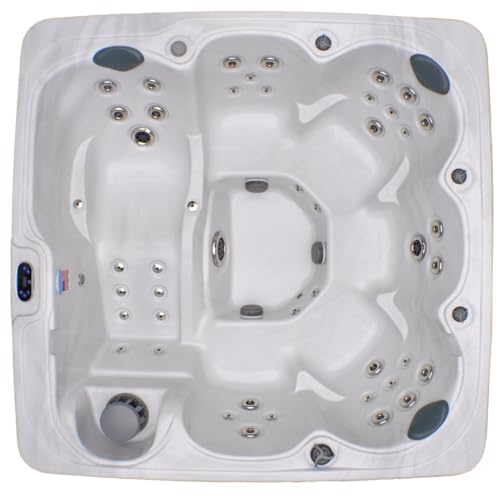 Home & Garden HG71A 6-Person Hot Tub with 71 Therapy Jets and Bluetooth Audio – Sterling or White Acrylic Interior and Mocha Exterior Cabinet - Ideal for Backyard Relaxation and Hydrotherapy