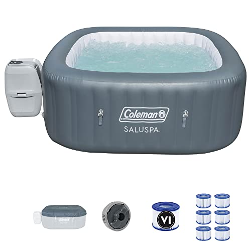 Coleman SaluSpa Hawaii AirJet Inflatable Hot Tub Spa with 140 Bubble Jets, 12-Pack Type VI Filter Cartridges, and EnergySense Cover, 71" x 71" x 28"