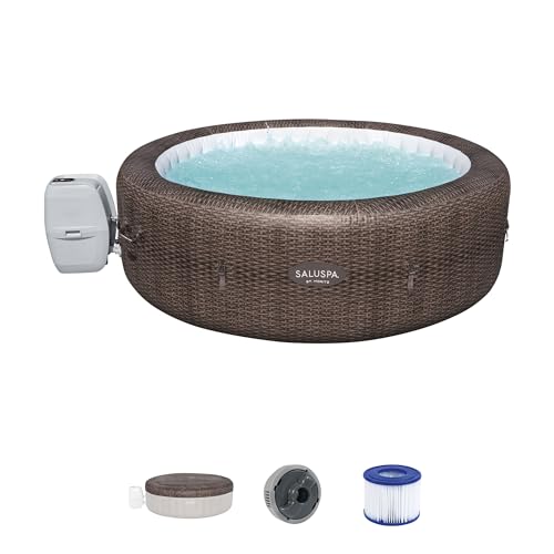 Bestway SaluSpa St Moritz AirJet 5 to 7 Person Inflatable Hot Tub Round Portable Outdoor Spa with 180 AirJets and EnergySense Energy Saving Cover
