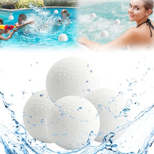 JRQHF Absorber Balls of Scum for Spas Hot Tub, Reusable 3 Inch Hot Tub Absorber Ball of Scum, Washable Hot Tub Oil Spa Absorber Ball of Scum, Spa Sponge Balls for Scum Removal,White, 4 Pack