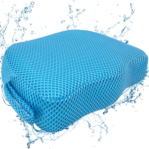 REEZEIVI Hot Tub Booster Seat for Adults,5 Inch Thick SPA Cushion,Weighted Hot Tub Cushion with Non-Slip Bottom,Quick Dry Spa seat,Washable 3D Mesh,Inflatable Hot Tub,Pool, Bathtub (Bue)