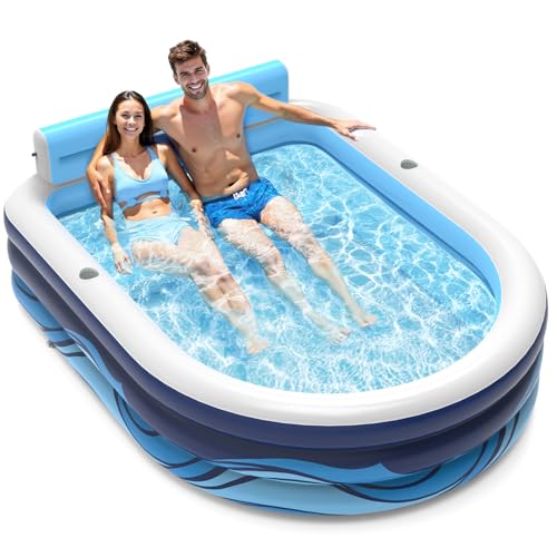 VISTOP Inflatable Pool for Adults or Kids with Seats/Cup Holders Large Thickened Extra Large Toddlers Cool Swimming Pool Family Summer Blow Up Water Pools for Outdoor, Water Party, Garden SPA Tub