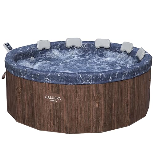 Bestway SaluSpa Toronto 5-7 Person Smart Energy-Efficient AirJet Hot Tub, Portable Outdoor Spa System, App Control, Brown – 180 Jets and 10 Jetstream Nozzles